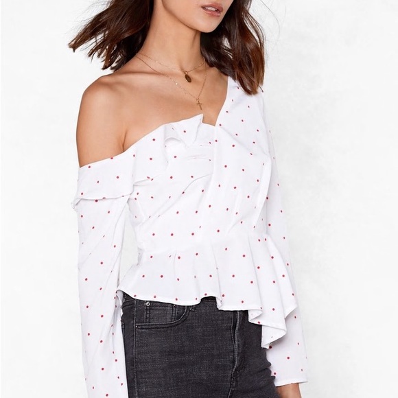 Nasty Gal Tops - Nasty Gal Ruffle White Top